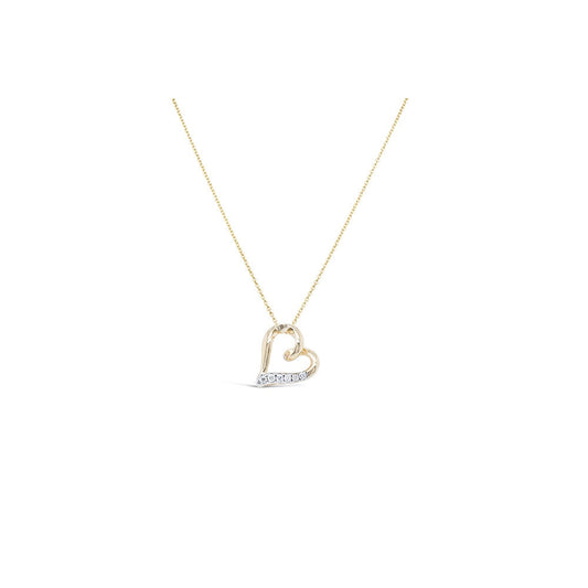 14K Yellow Gold Diamond Heart Necklace