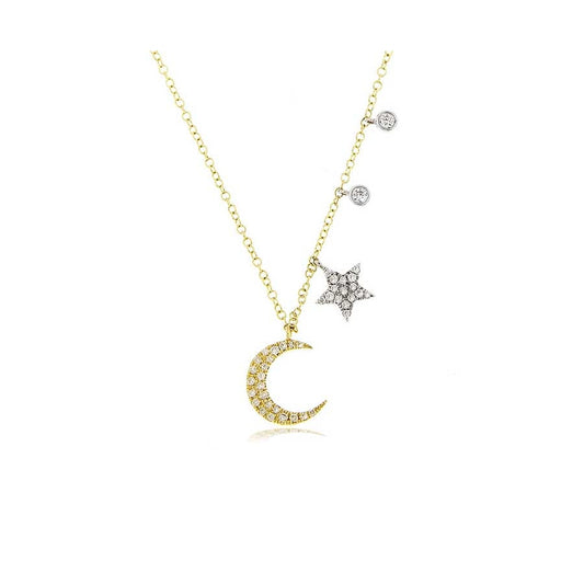 lavianojewelers - 14K Yellow Gold Star and Moon Diamond