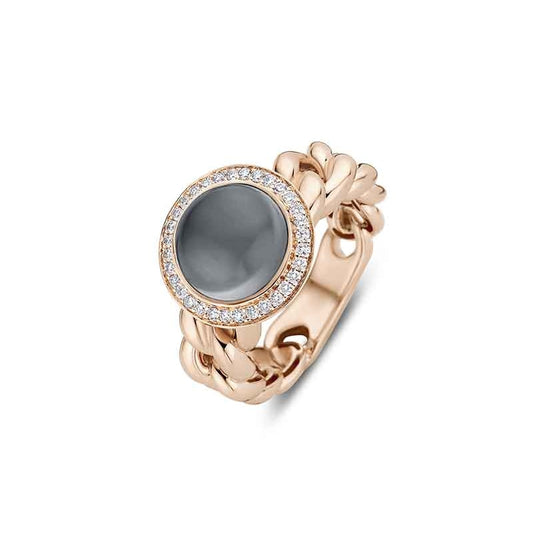 lavianojewelers - 18K Rose Gold Hematite and Diamond Ring |