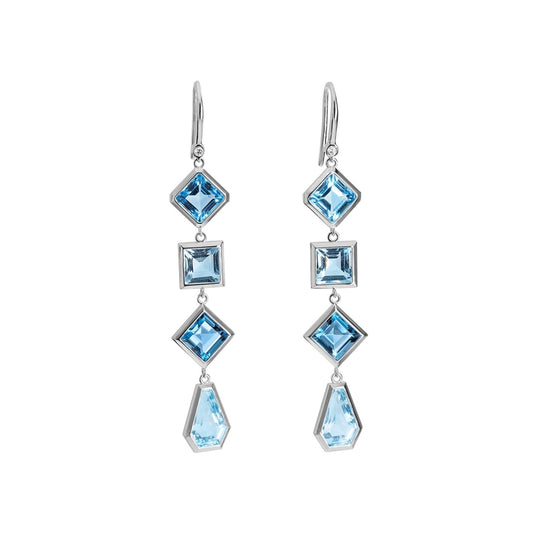 LaViano Jewelers Earrings - 18K White Gold Blue Topaz and