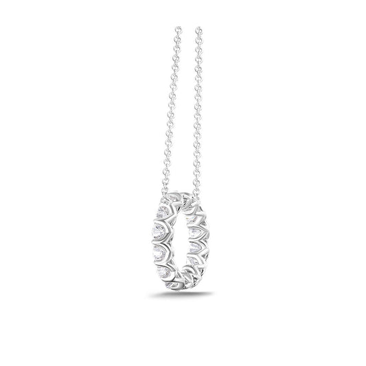 LaViano Jewelers 18K White Gold Diamond Circle Necklace with 14 diamonds weighing 1.03cts.