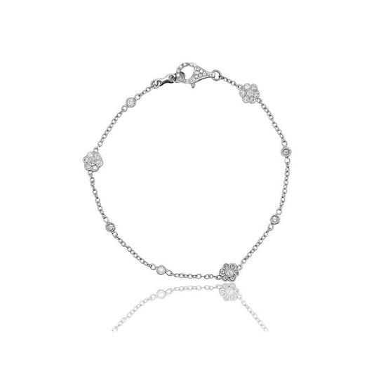LaViano Jewelers 18K White Gold Diamond Flower Bracelet