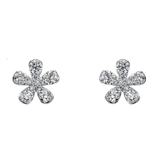 lavianojewelers - 18K White Gold Diamond Flower Stud