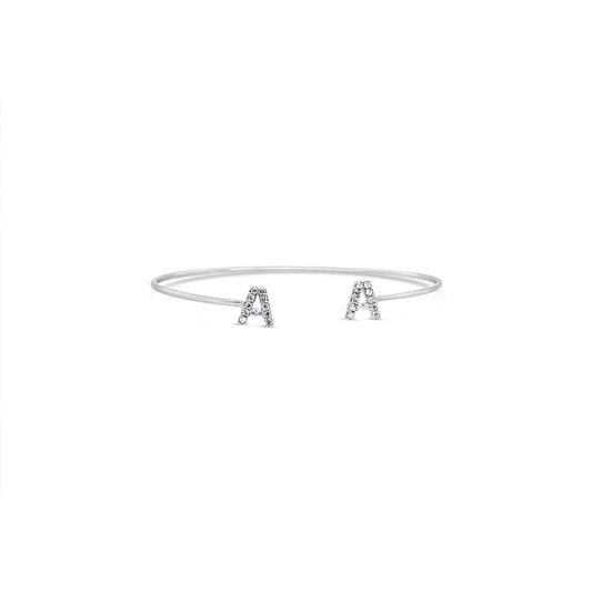 18K White Gold Diamond Initial Bracelet