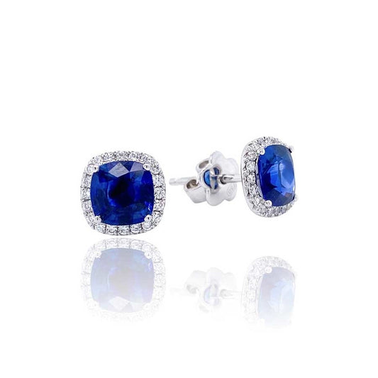 LaViano Jewelers 18K White Gold Sapphire and Diamond Stud Earrings