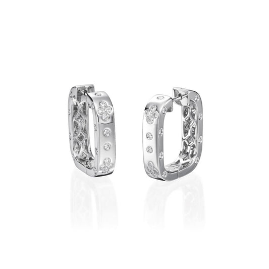 lavianojewelers - 18K White Gold Square Diamond Hoop