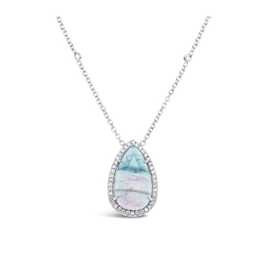 LaViano Jewelers 18K White Gold Watermelon Tourmaline Drop Necklace