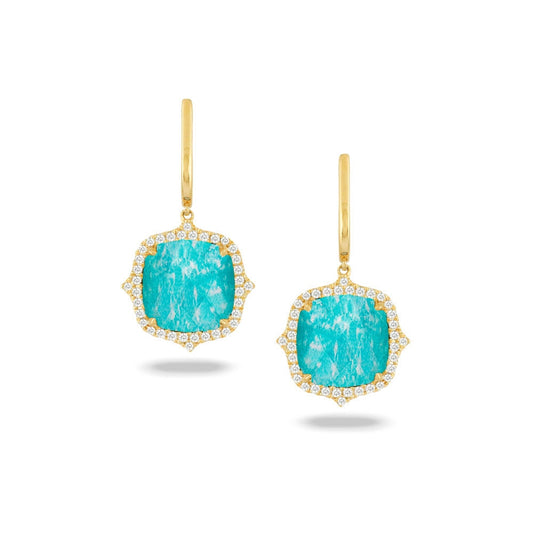 lavianojewelers - 18K Yellow Gold Amazonite Earrings |