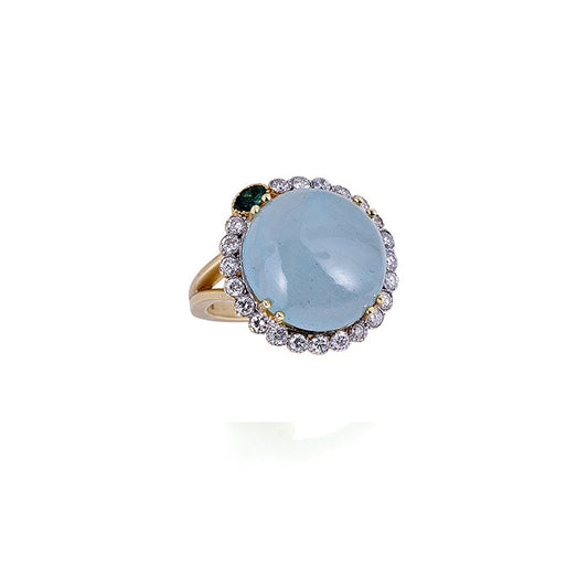 lavianojewelers - 18K Yellow Gold Aquamarine Multi-Diamond