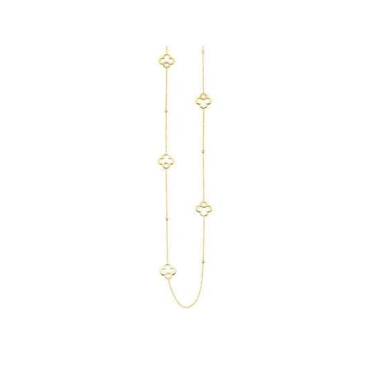 lavianojewelers - 18K Yellow Gold Clover Station Necklace |