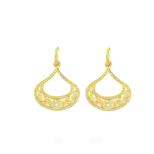 lavianojewelers - 18K Yellow Gold Floral Dewdrop Earrings |