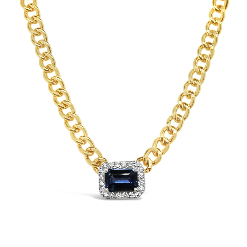 18K White Gold Sapphire and Diamond Necklace