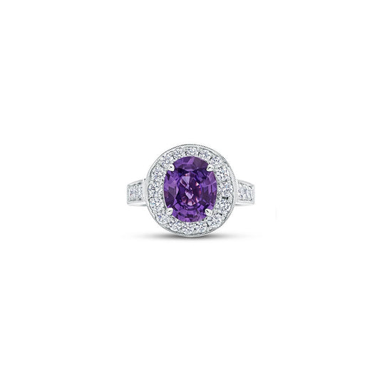 lavianojewelers - Platinum Purple Sapphire and Diamond Ring