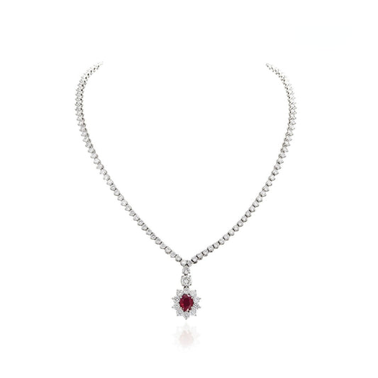 lavianojewelers - Platinum Ruby and Diamond Necklace |