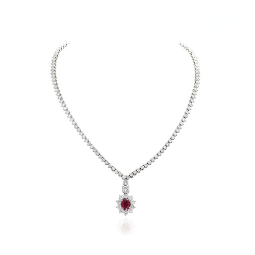 lavianojewelers - Platinum Ruby and Diamond Necklace | 