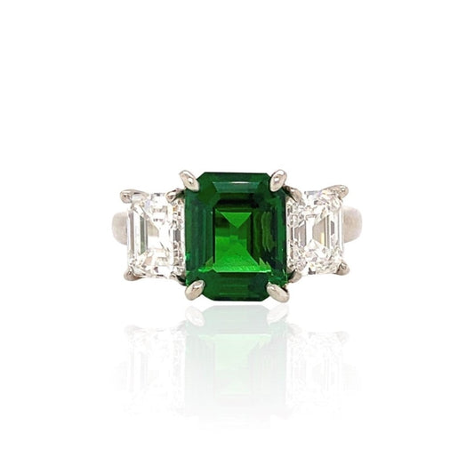 LaViano Jewelers Rings - Platinum Tsavorite and Diamond Ring