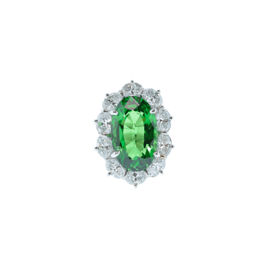 LaViano Jewelers Rings - Platinum Tsavorite and Diamond Ring