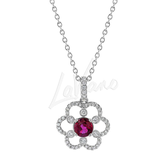 LaViano Jewelers Necklaces - Ruby and Diamond Pendant |
