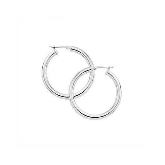 Image of White Gold Hoop Diamond Earrings