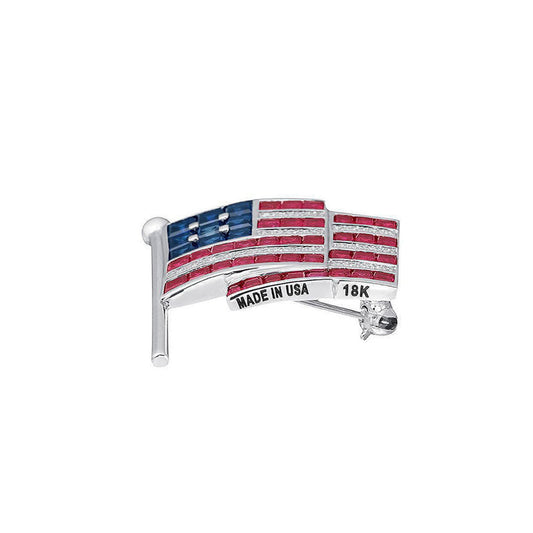 lavianojewelers - 18K White Gold American Flag Pin | LaViano