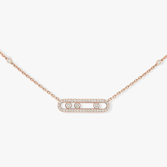 Messika - 18K Rose Gold Diamond Necklace BABY MOVE PAVÉ |