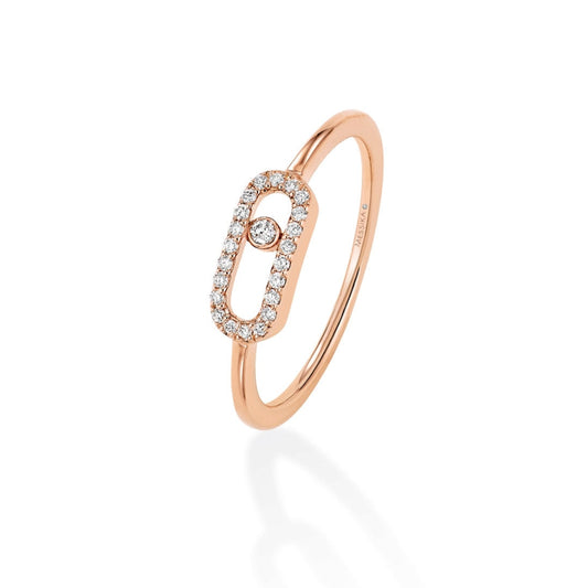 18K Rose Gold Diamond Uno Ring Diamonds =.09cts