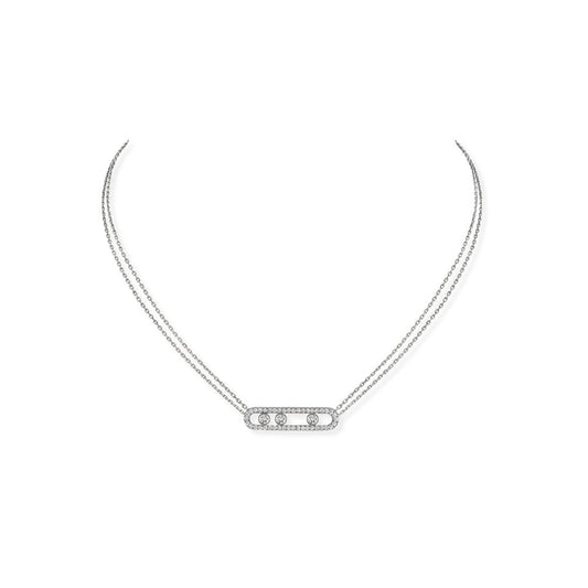Messika 18K White Gold Diamond Necklace Diamonds =.71cts