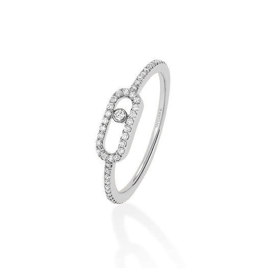 18K White Gold Diamond Uno Ring Diamonds =.18cts