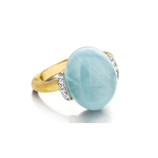 NANIS - 18K Yellow Gold Aquamarine & Diamond Ring | LaViano