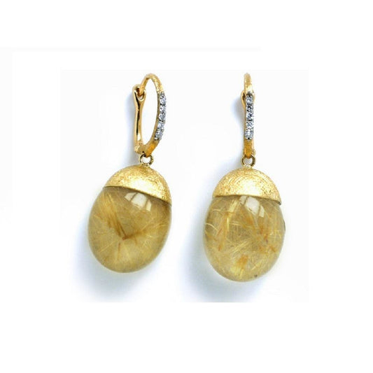 NANIS - 18K Yellow Gold Rutilated Quartz & Diamond Drop