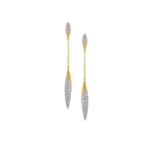 Pe Jay Creations - 14K Two Tone Diamond Drop Earrings |