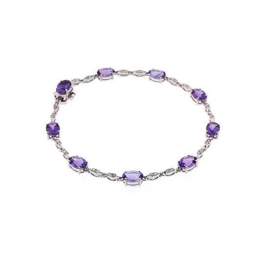 Pe Jay Creations - 14K White Gold Amethyst and Diamond