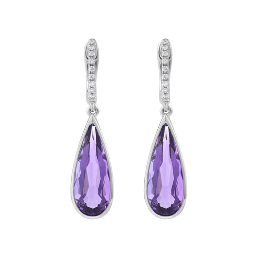 Pe Jay Creations Earrings - 14K White Gold Amethyst