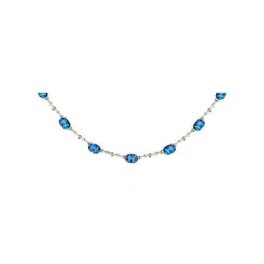 Pe Jay Creations - 14K White Gold Blue Topaz and Diamond