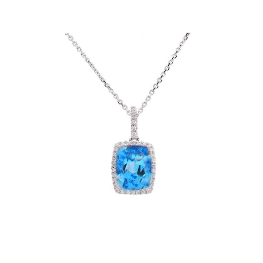 Pe Jay Creations - 14K White Gold Blue Topaz and Diamond