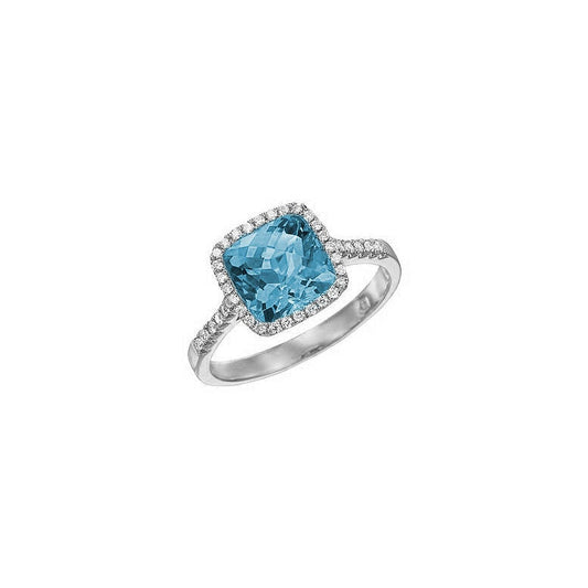 Pe Jay Creations - 14K White Gold Blue Topaz and Diamond