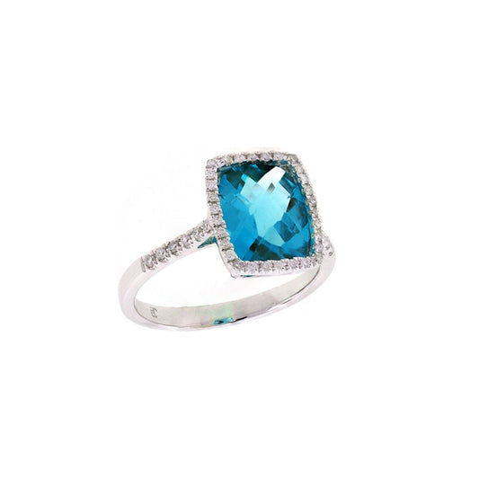 Pe Jay Creations - 14K White Gold Blue Topaz and Diamond