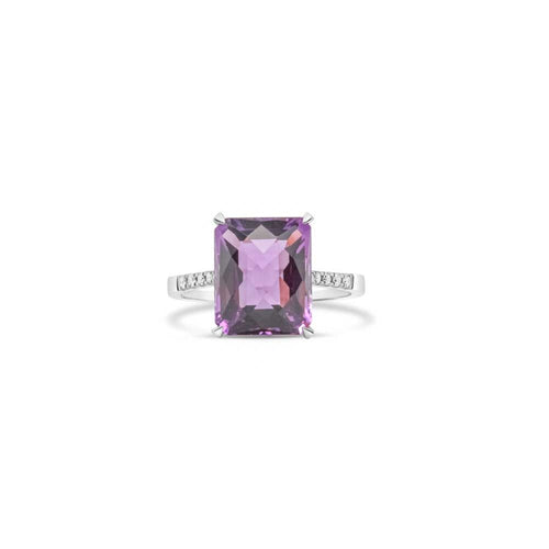 LaViano Jewelers 14K White Gold Diamond and Amethyst Ring