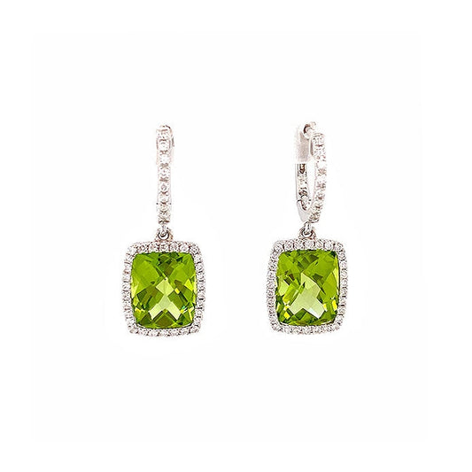 Pe Jay Creations 14K White Gold Diamond and Peridot Earrings