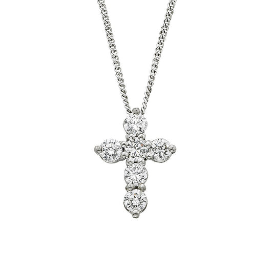 Pe Jay Creations - 14K White Gold Diamond Cross Necklace |