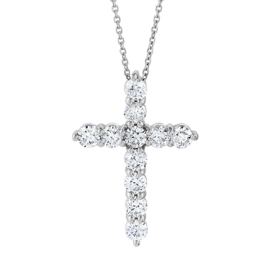 Pe Jay Creations Necklaces - 14K White Gold Diamond Cross |