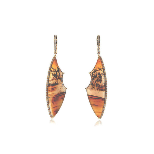 Pe Jay Creations - 14K Yellow Gold Montana Agate Earrings |