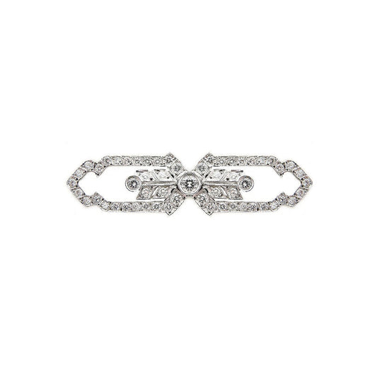 Pe Jay Creations - 18K White Gold Antique Diamond Bar Pin |