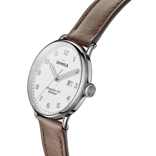 Shinola - The Canfield Alabaster Dial Brown Leather Watch