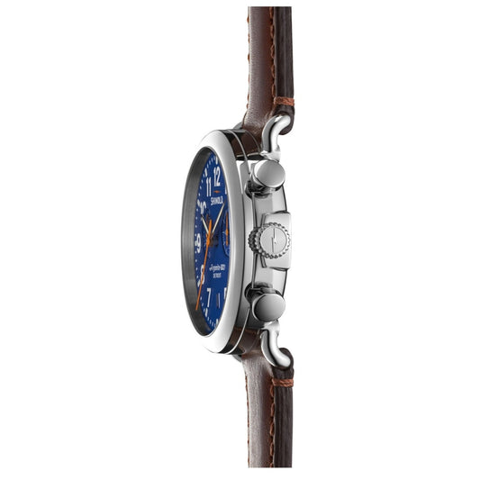 Shinola Watches - The Runwell Chrono Blue Dial Teak Leather