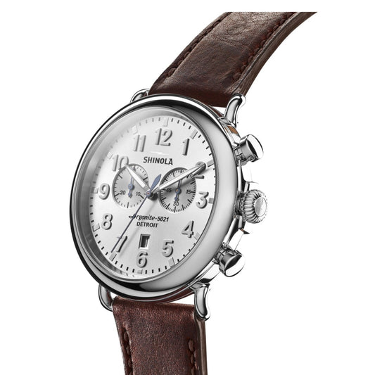 Shinola Watches - The Runwell Chrono Silver Sunray Dial