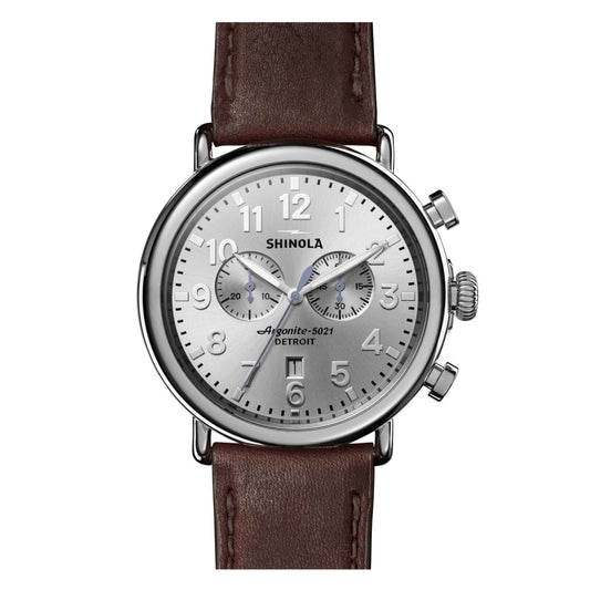 Shinola Watches - The Runwell Chrono Silver Sunray Dial