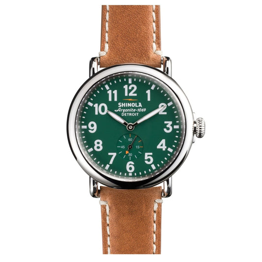 Shinola Watches - The Runwell Green Dial Largo Tan Watch
