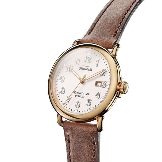 Shinola Watches - The Runwell Ivory Dial British Tan Leather