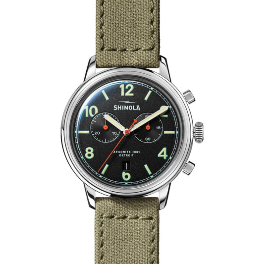 Shinola Watches - The Traveler Chrono Black Dial Canvas